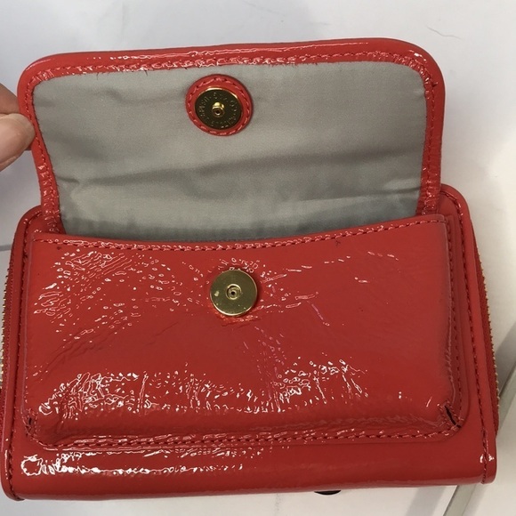 COACH Orange Zip Around Patent Leather Wristlet Wallet - Picture 3 of 8